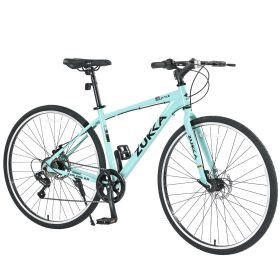 Shimano 7 Speed Hybrid Bike Aluminum Alloy Frame Double Disc Brakes 700C Road Bike For men women's City Bicycle