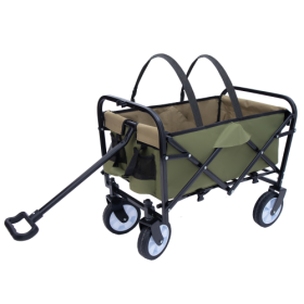 Minimeetall Strap Collapsible Foldable Wagon Cart With Strapping System, Beach Wagon , Utility Cart , Utility Wagon Grocery Cart For Camping Shop (Option: Army Green)
