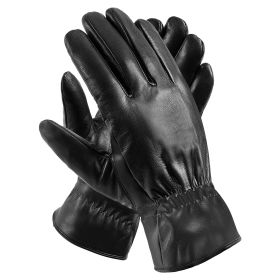 Unisex Leather Winter Warm Gloves Outdoor Windproof Soft Gloves Cycling Skiing Running Cold Winter Gloves (Color: Black, size: medium)